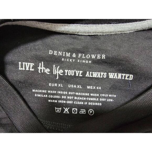 DENIM & FLOWER Ricky Singh Patriotic Teddy Bear Black T-shirt - XL - Picture 5 of 6